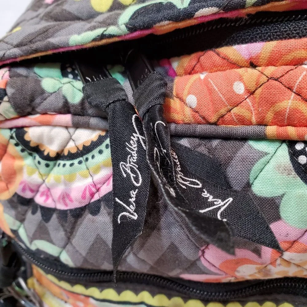 Large Colorful Vera Bradley Backpack, Floral, Paisley, Black, READ - Picture 11 of 12